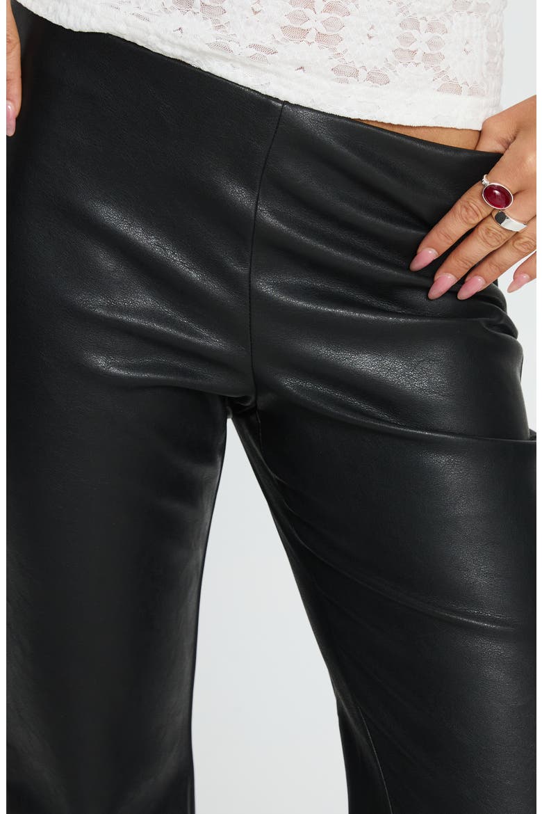 Azria Faux Leather Flared Pants, Alternate, color, BLACK