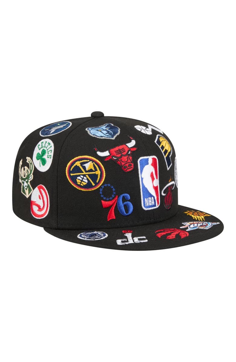 New Era Men's New Era Black NBA All-Over 59FIFTY Fitted Hat, Main, color, Black
