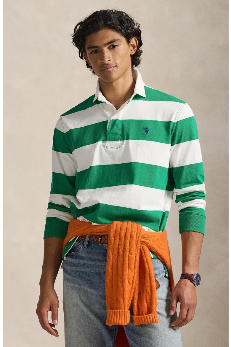 The Iconic Rugby Shirt, Alternate, color, BILLIARD/ CLASSIC OXFORD WHITE
