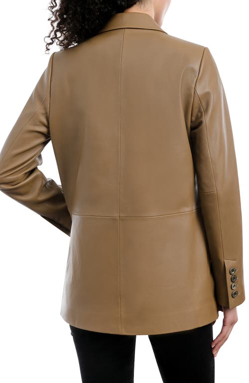 Michael Kors Oversize Leather Blazer In Husk