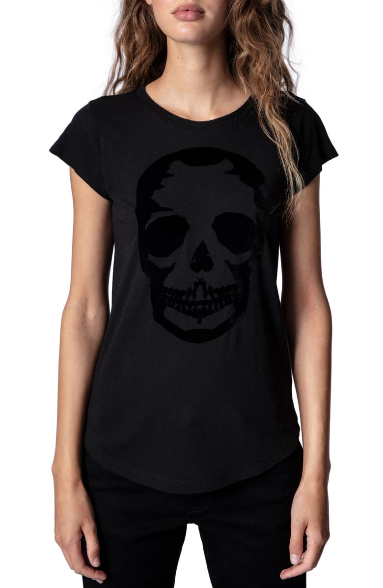 Zadig & Voltaire Skinny Skull Graphic Tee, Main, color, 