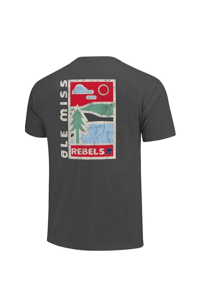 IMAGE ONE Men's  Graphite Ole Miss Rebels Comfort Colors Minimal Vista Distressed Graphics T-Shirt, Alternate, color, 