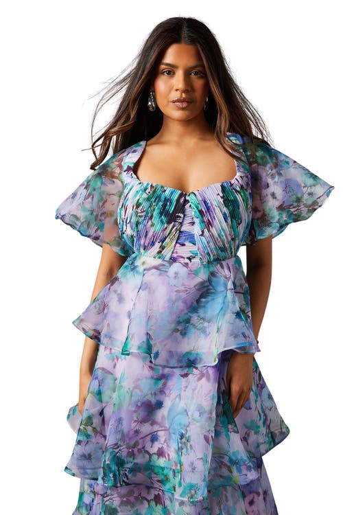 Coast Petite Organza Tiered Dress In Blue