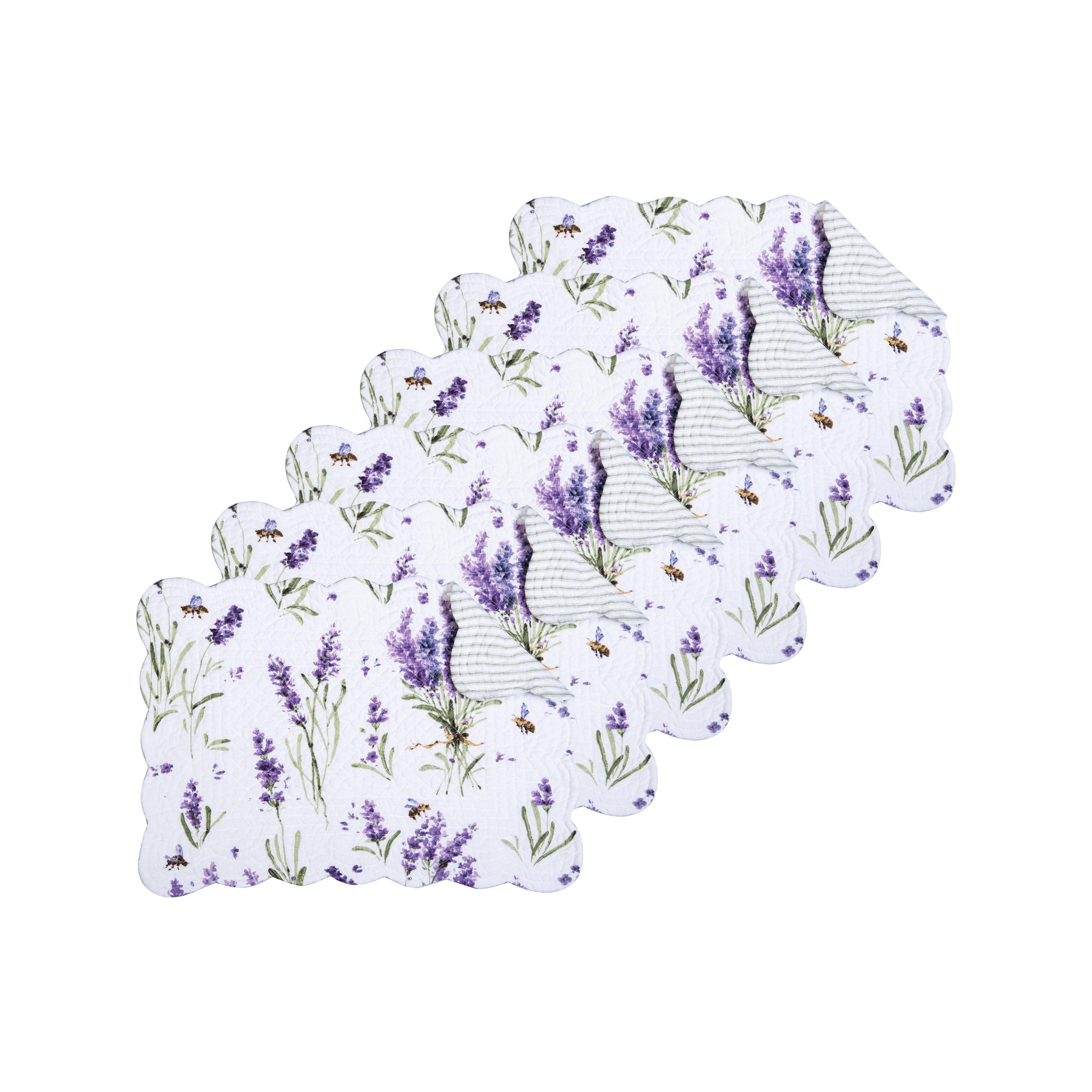C & F Home C&f Home Lavender Fields Reversible Machine Washable Scallop Quilt Placemats Set Of 6 In Purple