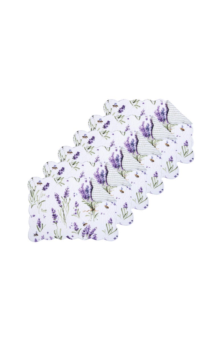 C&F Home Lavender Fields Reversible Machine Washable Scallop Quilt Placemats Set of 6, Main, color, Purple