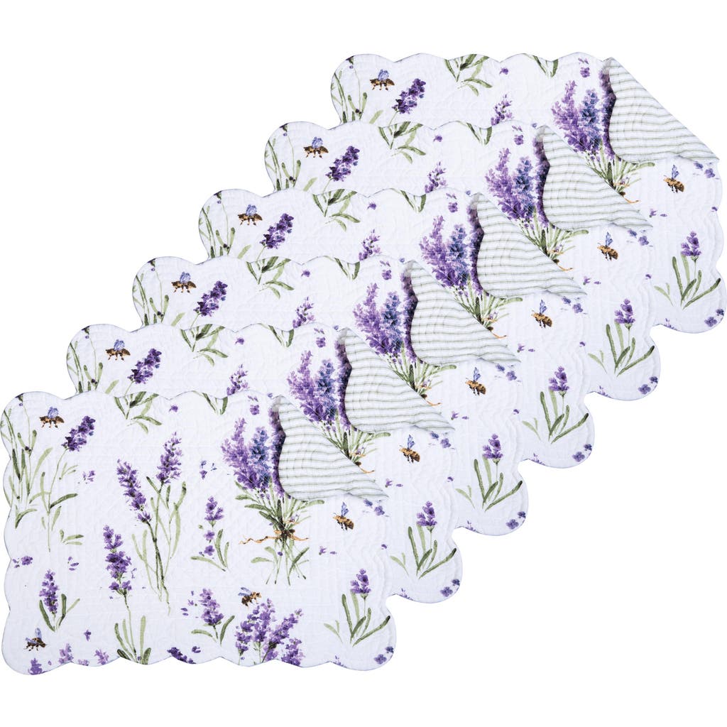 C & F Home C&f Home Lavender Fields Reversible Machine Washable Scallop Quilt Placemats Set Of 6 In Purple