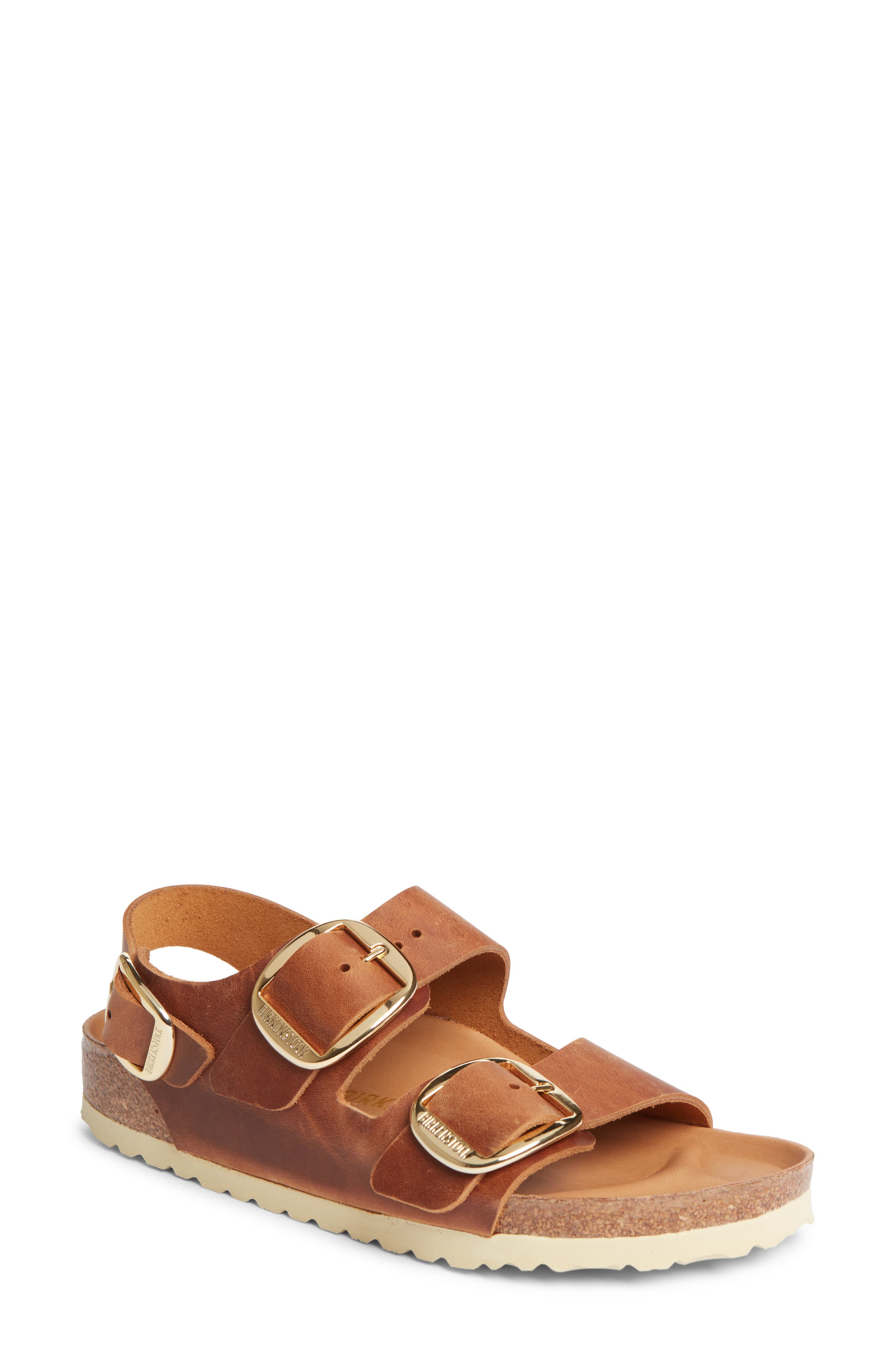 Milano Big Buckle Slingback Sandal - Discontinued, Main, color, COGNAC