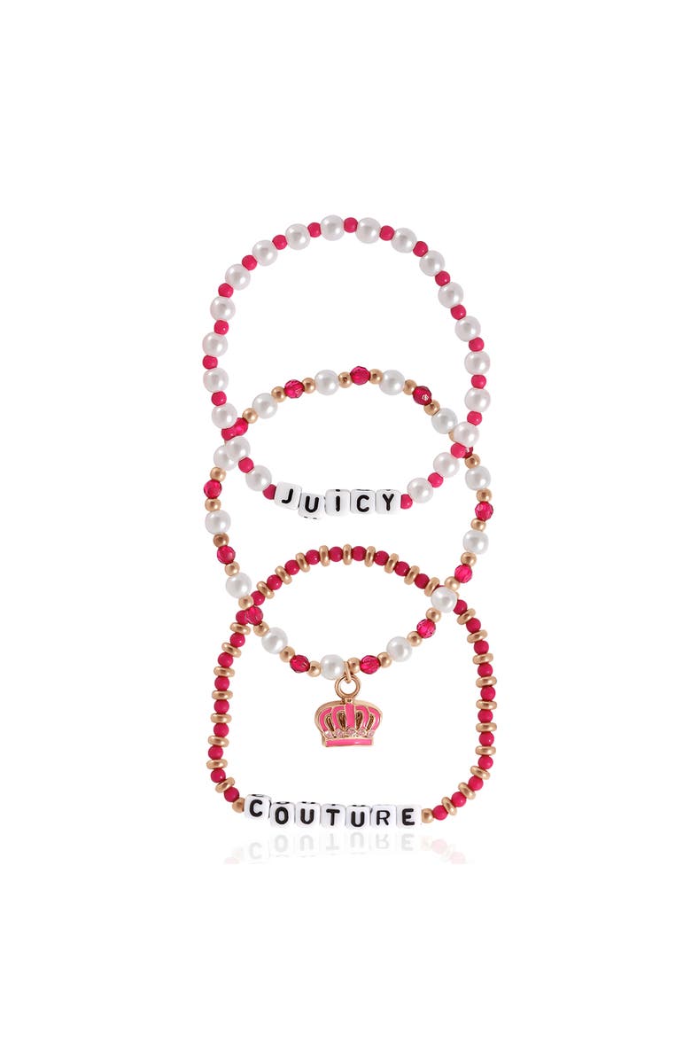 Beaded Stretch Bracelet Set, Alternate, color, pink, white, gold