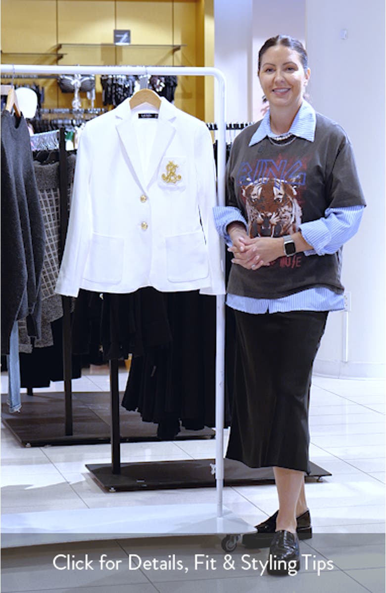 Bullion Jacquard Logo Patch Cotton Blend Blazer, sales video thumbnail