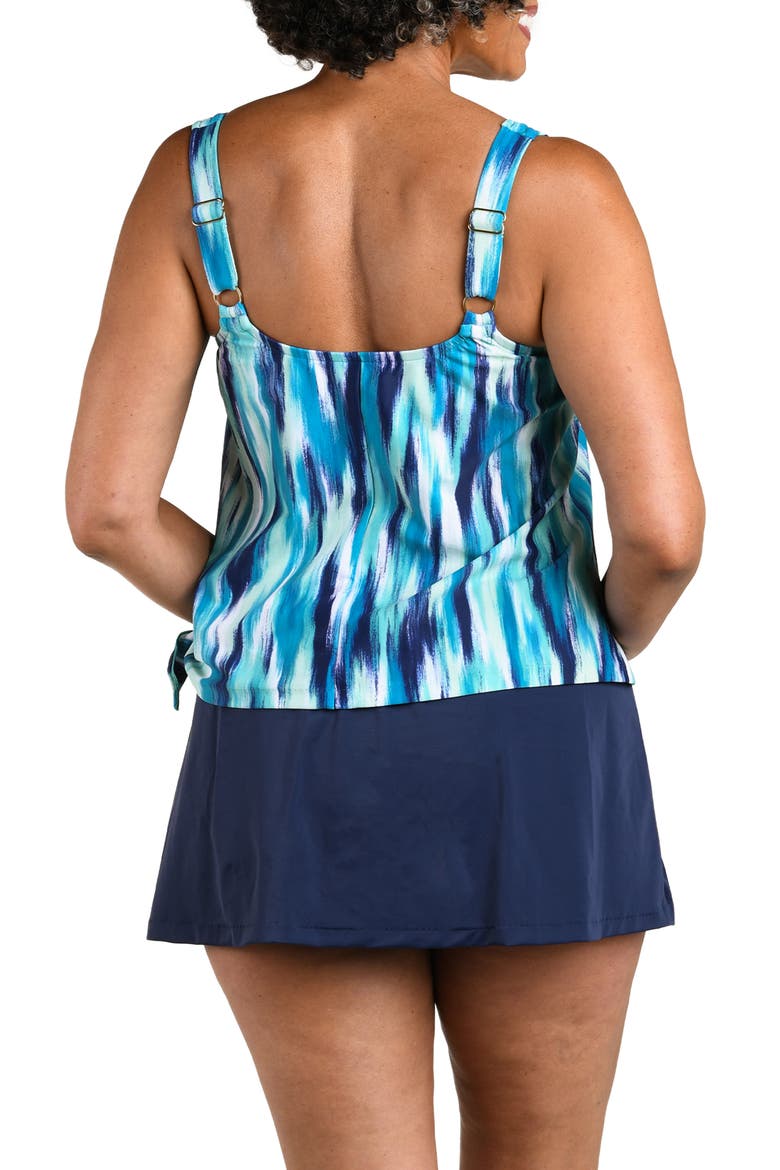 Crystal Full Coverage Faux Skirtini One-Piece Swimsuit, Alternate, color, TEAL
