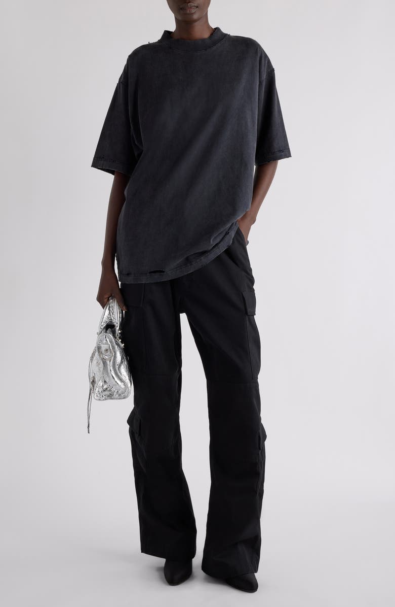 Oversize Distressed Paint Logo Graphic T-Shirt