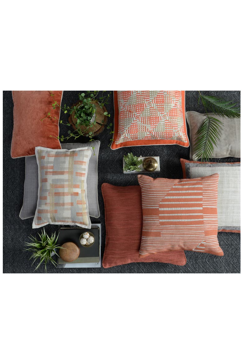Lena Pillow, Alternate, color, IVORY/ GRAY/ ORANGE