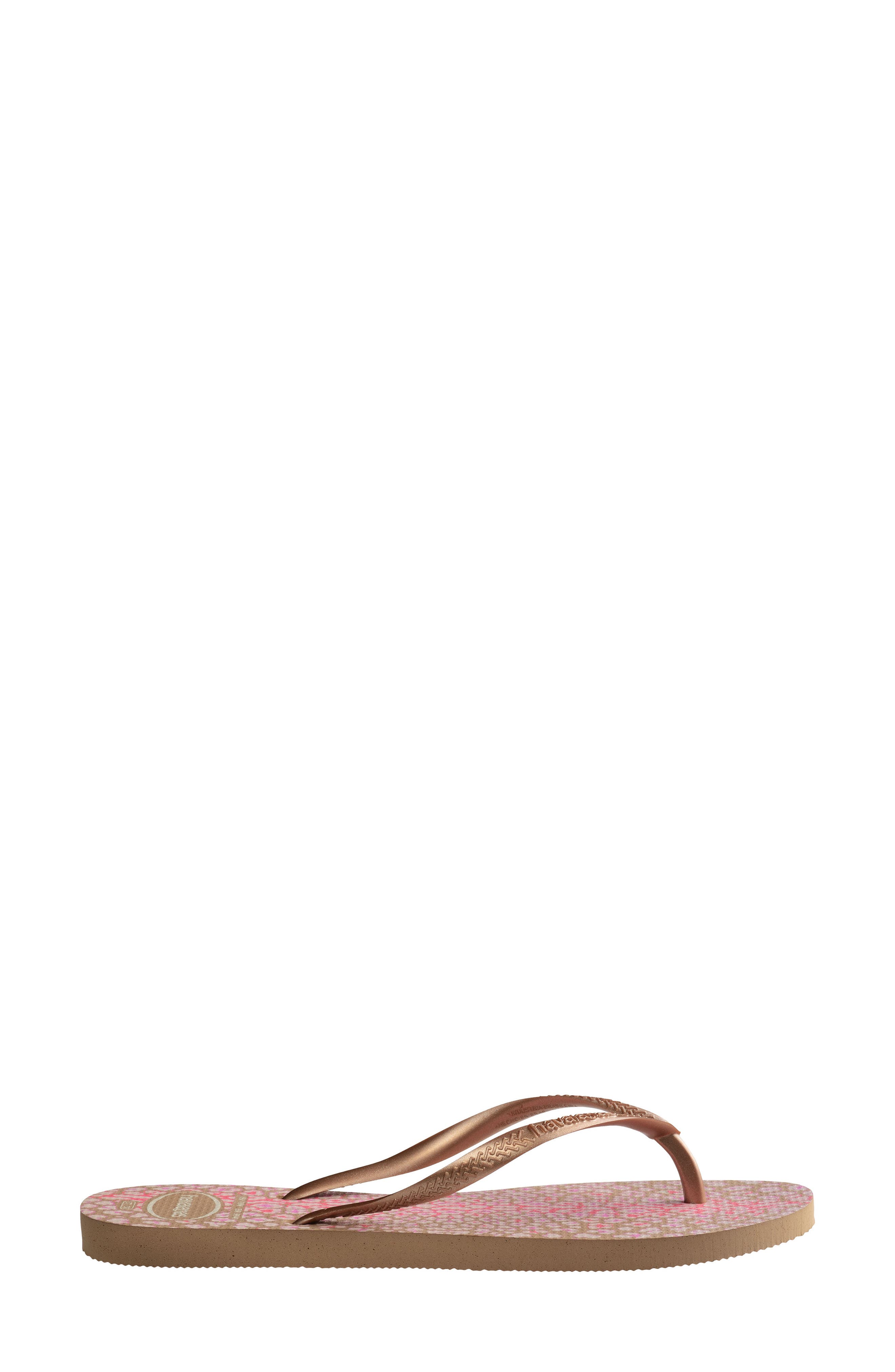 Havaianas Slim Animal Print Flip Flop, Alternate, color, Rose Gold/Rose Gold