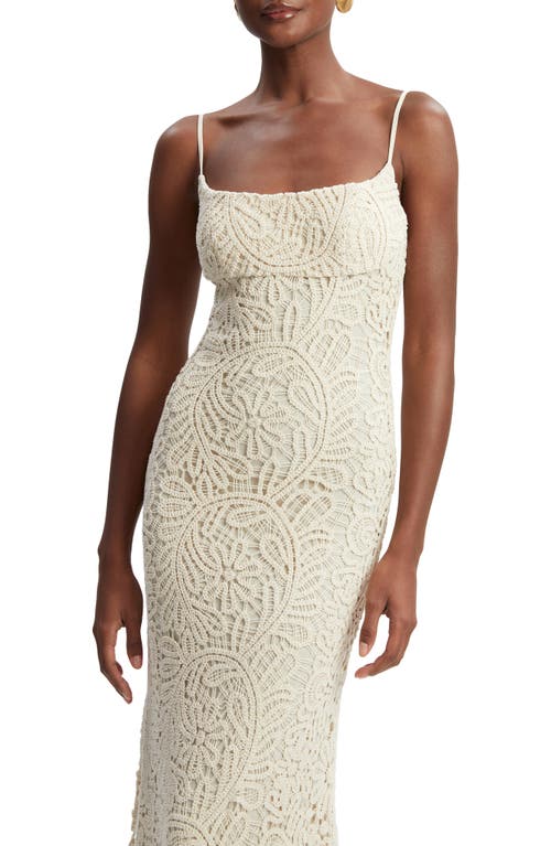 Bardot Adoni Crochet Midi Dress In Light Beige