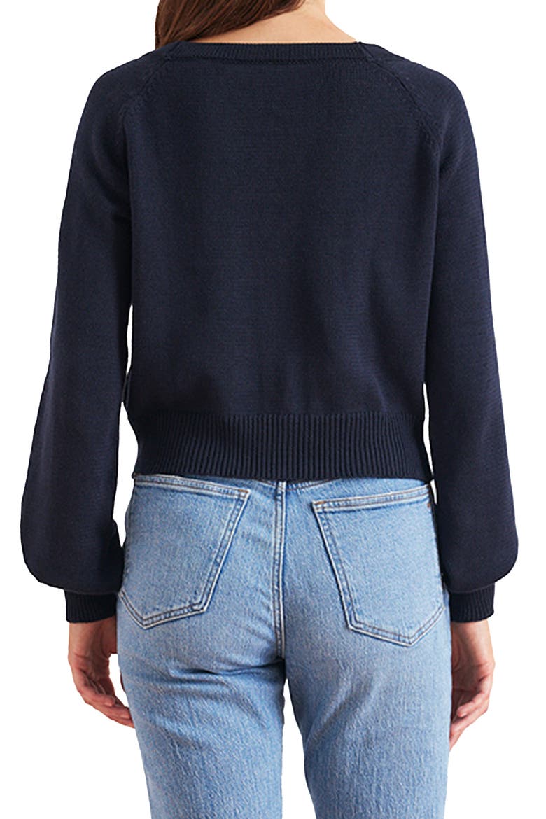 Greta Cropped Cotton Cardigan, Alternate, color, Midnight Navy