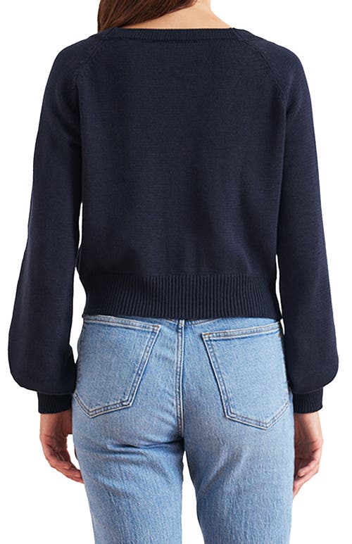 Paneros Clothing Greta Cropped Cotton Cardigan In Blue
