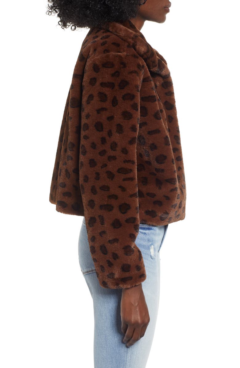 Madison & Berkeley Brittney Leopard Print Faux Fur Jacket, Alternate, color, 