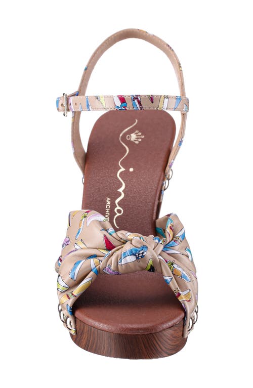 Nina Pop Ankle Strap Platform Sandal In Beige