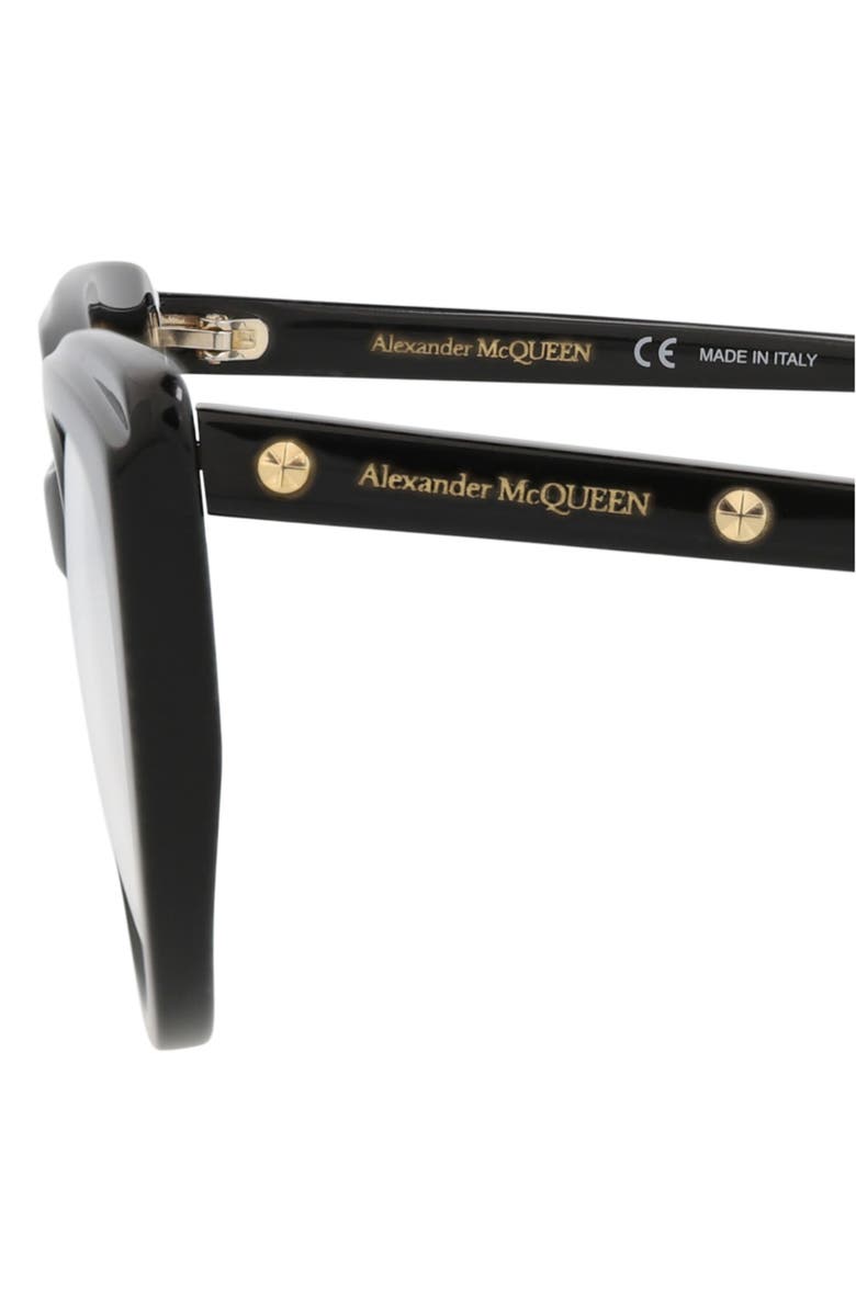 McQueen 53mm Cat Eye Optical Glasses, Alternate, color, Black Black Transparent