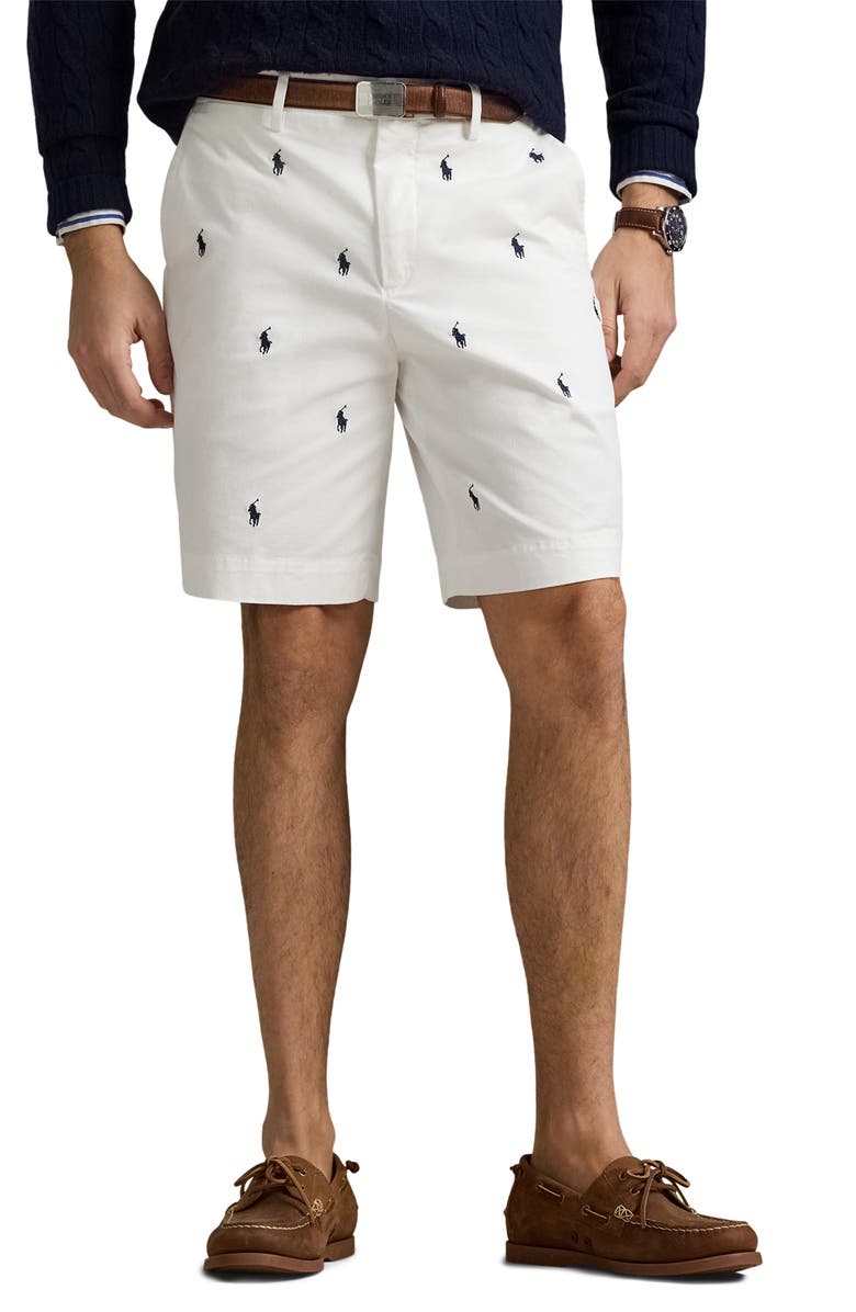 Polo Ralph Lauren Classic Fit Newport Shorts, Main, color, White W/ Ao Navy Pp