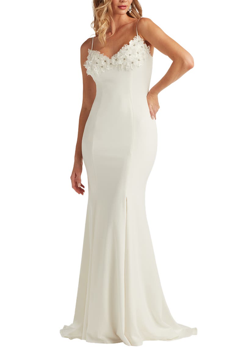 3D Flower Mermaid Gown, Alternate, color, IVORY