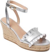 Jack Rogers Rozette Ruffle Espadrille Ankle Strap Platform Wedge Sandal