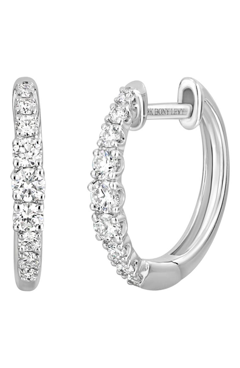 Bony Levy Audrey Diamond Huggie Hoop Earrings, Main, color, 18K White Gold