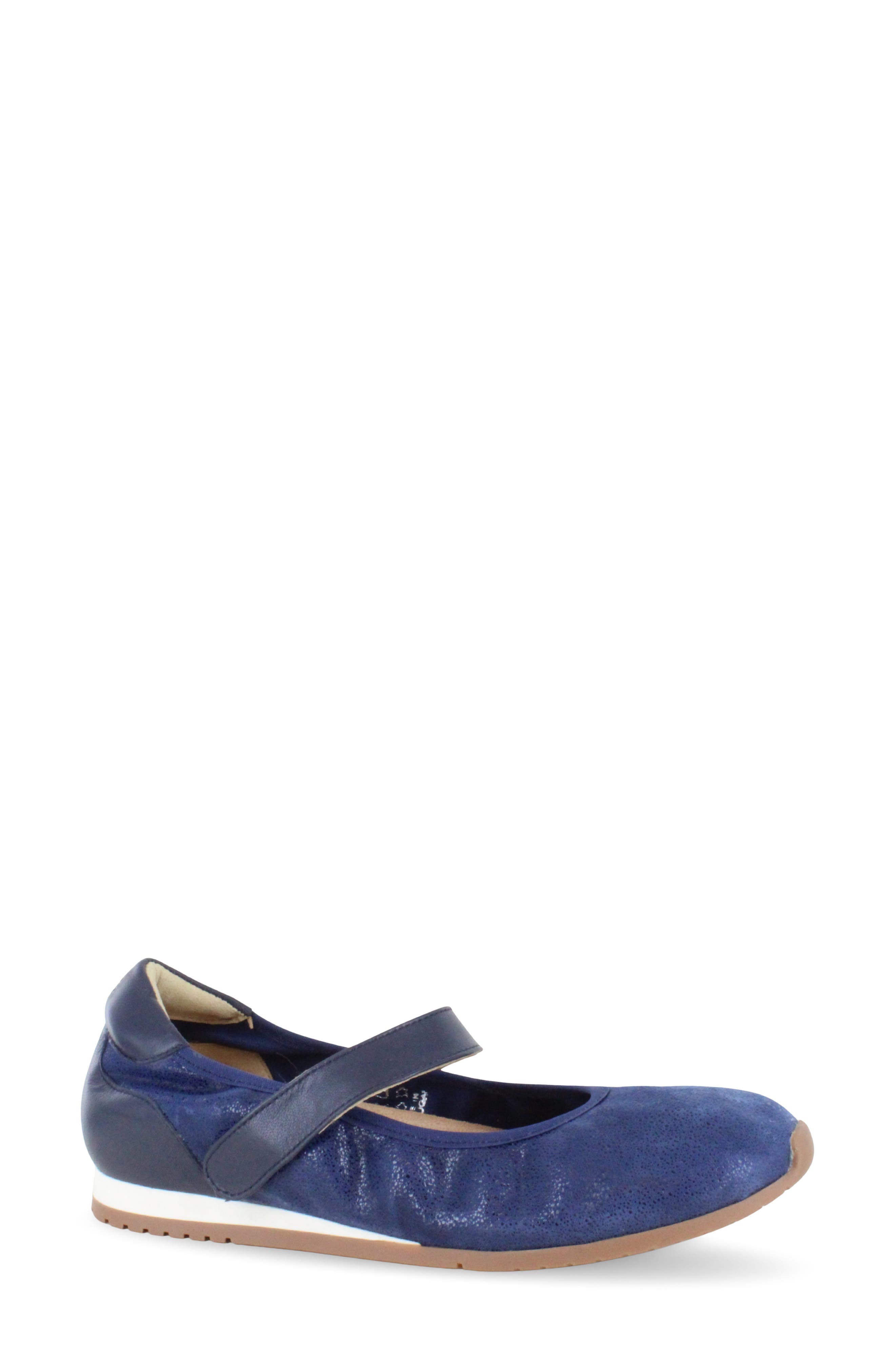 Pure Leather Mary Jane Flat, Main, color, SAPPHIRE SUEDE