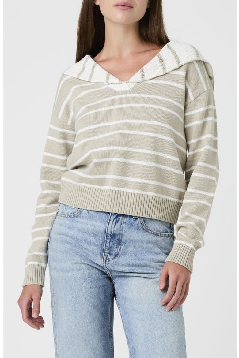 Striped V-Neck Sailor Sweater, Main, color, DUSTY GREEN STRIPE