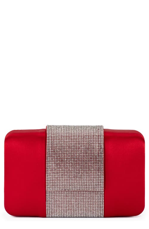 Olga Berg Aubrey Crystal Trim Clutch In Red