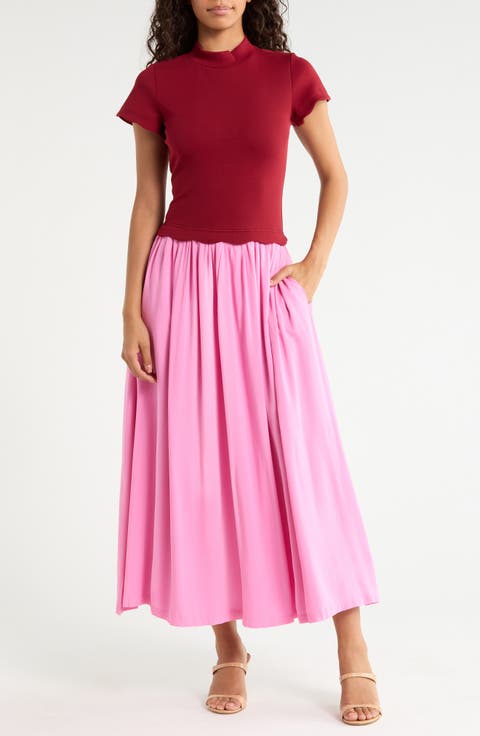 Marby Mixed Media Midi Dress