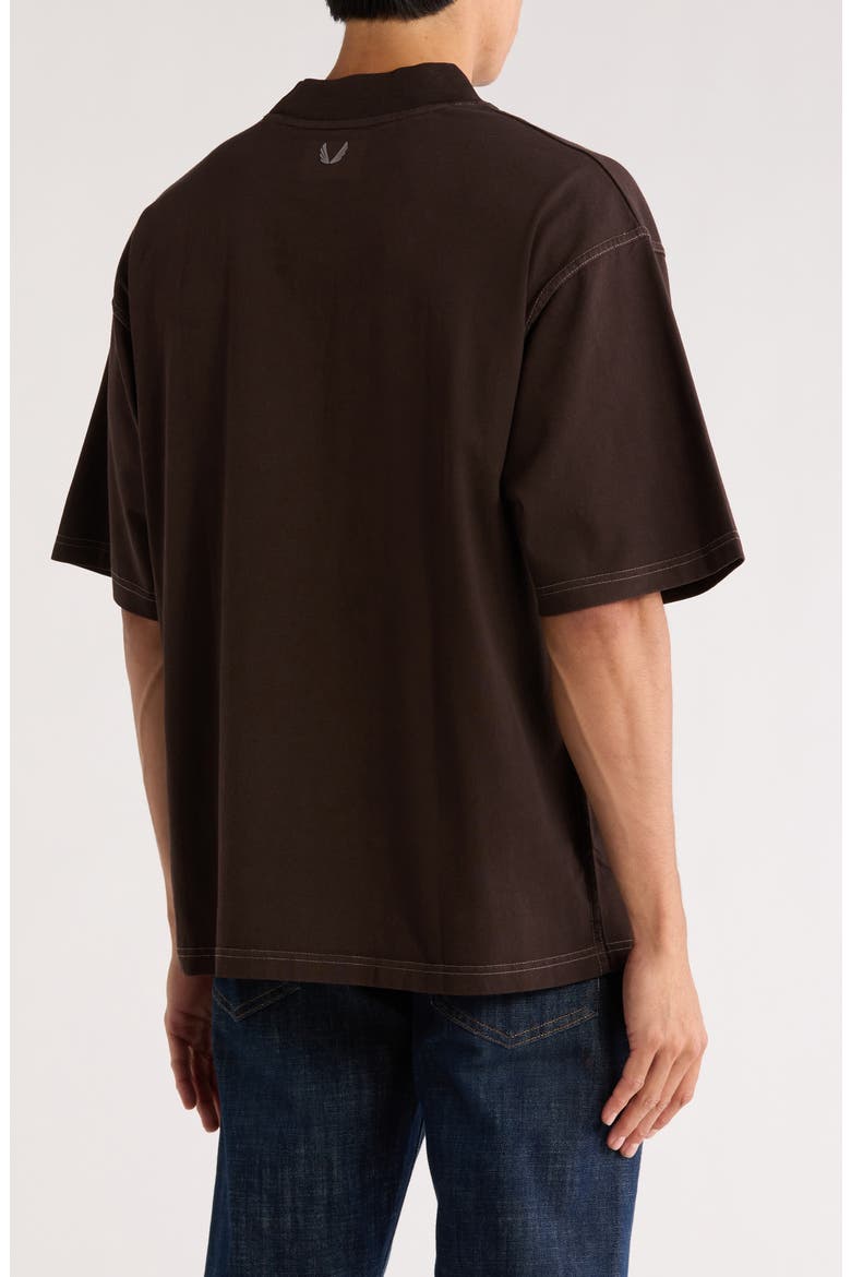 Mock Neck Oversized T-Shirt, Alternate, color, DARK EARTH
