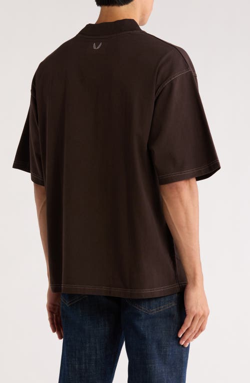Asrv Mock Neck Oversized T-shirt In Brown