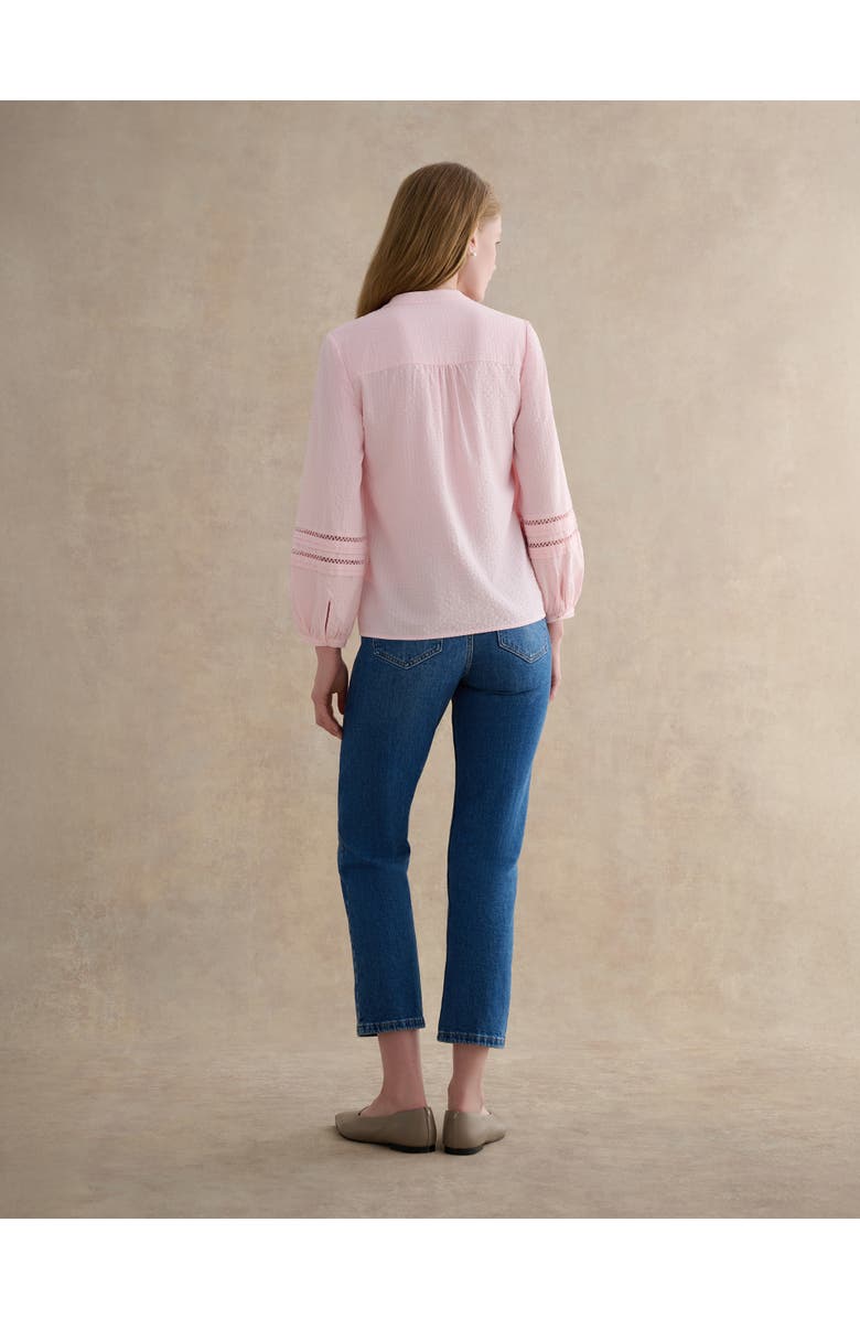 HOBBS LONDON Lucilla Pintuck Mandarin Collar Blouse, Alternate, color, Blush Pink