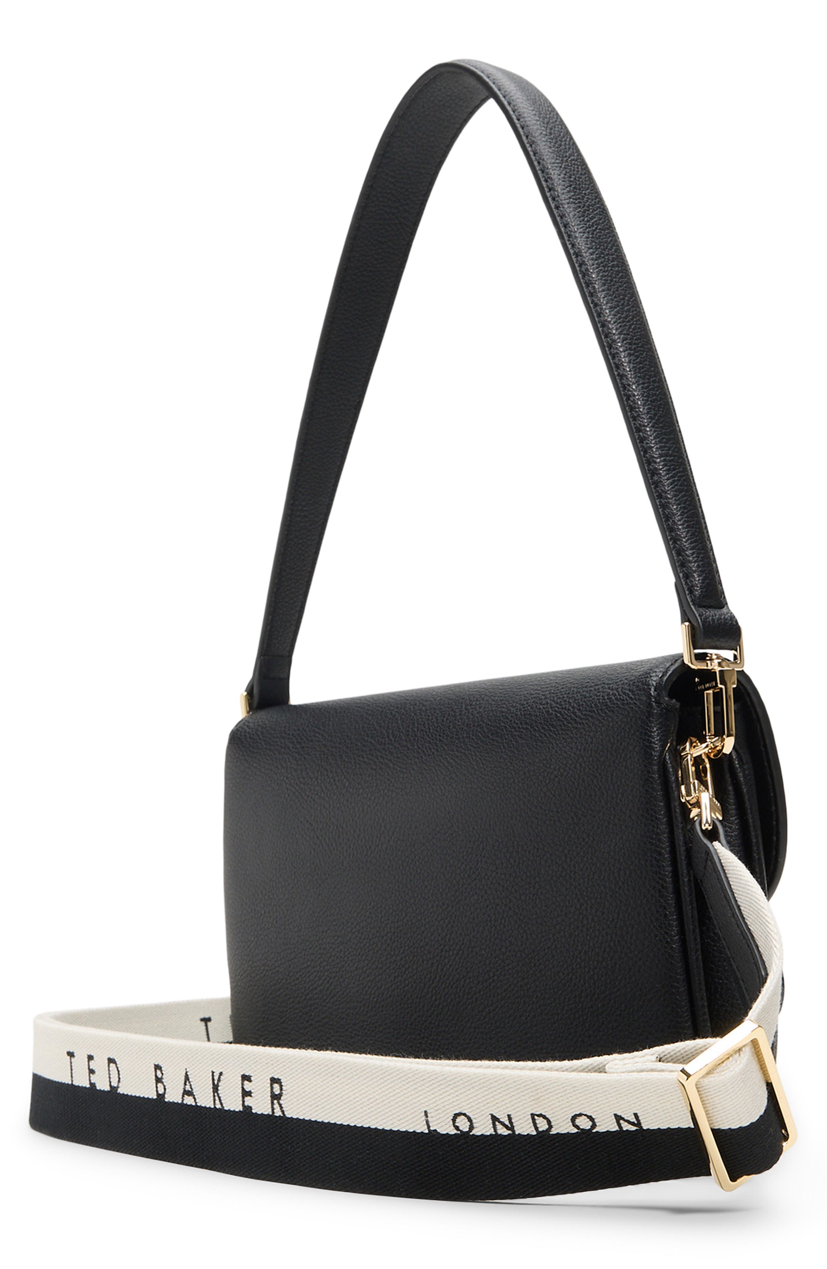 Estelle Faux Leather Baguette Bag, Alternate, color, BLACK