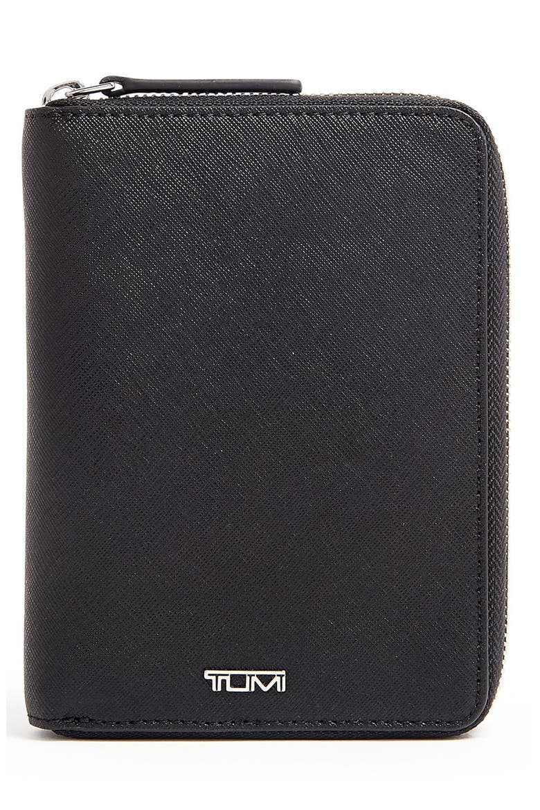 Belden Leather Zip Around Passport Case, Main, color, BLACK