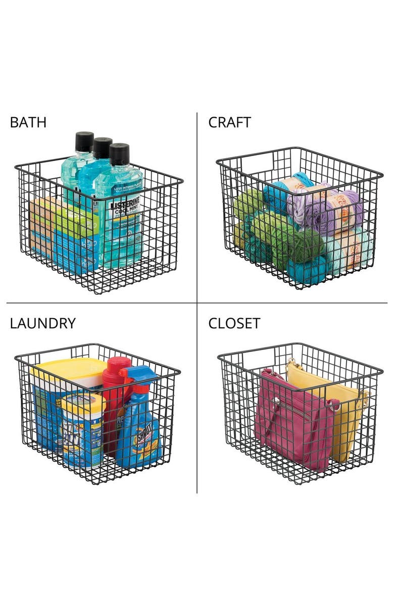 mDesign Metal Wire Food Organizer Basket with Built-In Handles  12 x 9 x 8 - 4 Pack, Alternate, color, 