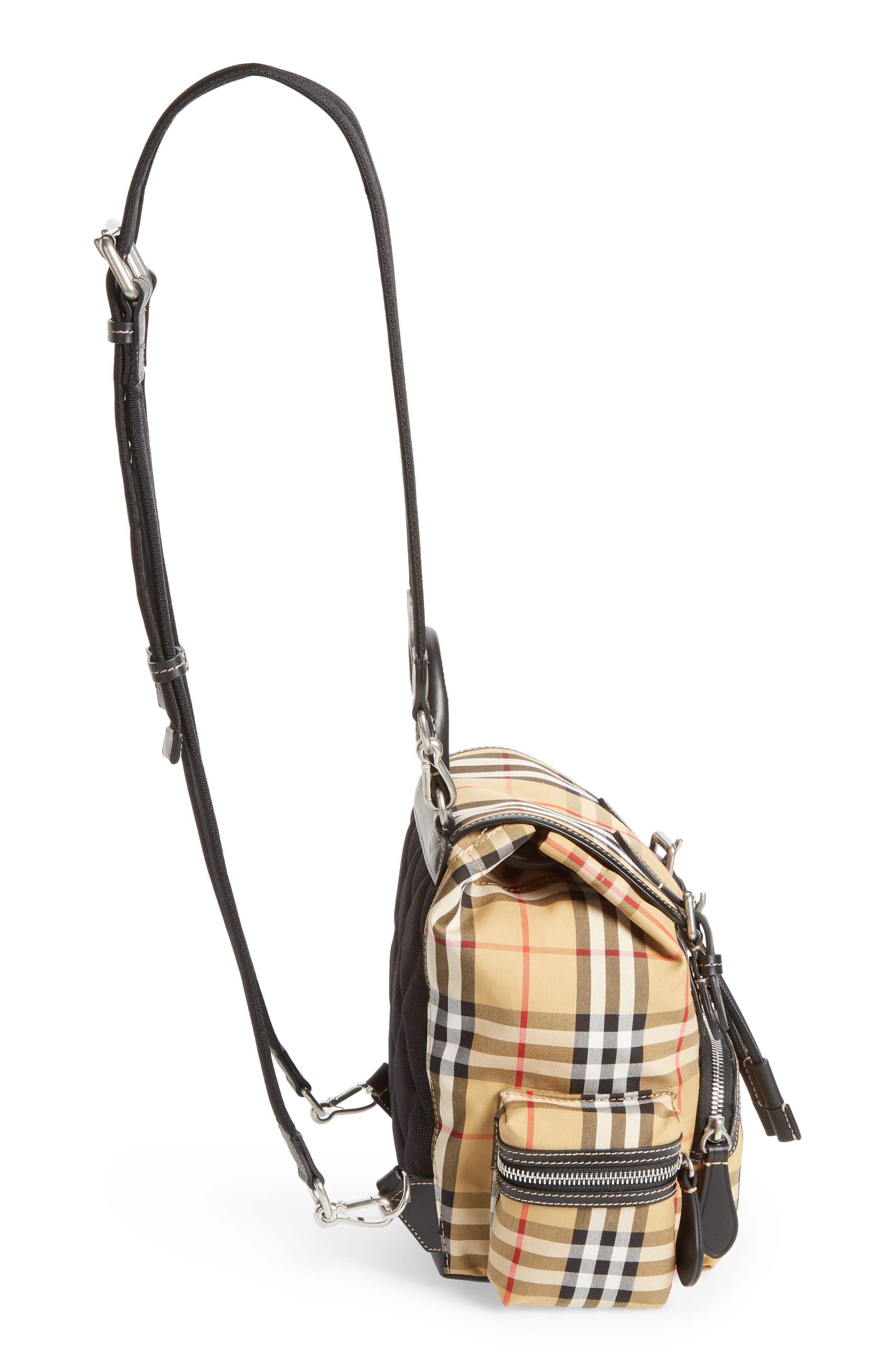Burberry Small Rucksack Vintage Check Canvas & Leather Backpack, Alternate, color, 