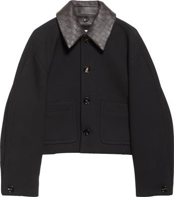 Bottega Veneta Curved Sleeve Crop Jacket with Intrecciato