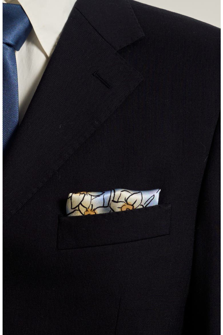 NYC in Sketches Silk Pocket Square, Alternate, color, BLUE