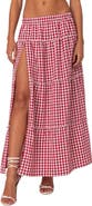 EDIKTED Gingham Tiered Maxi Skirt
