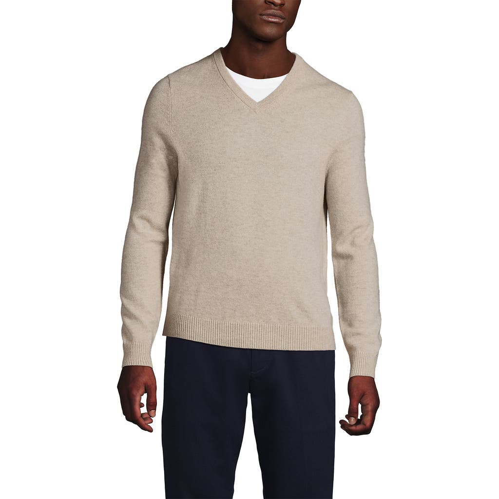 LANDS' END LANDS' END FINE GAUGE CASHMERE V-NECK SWEATER