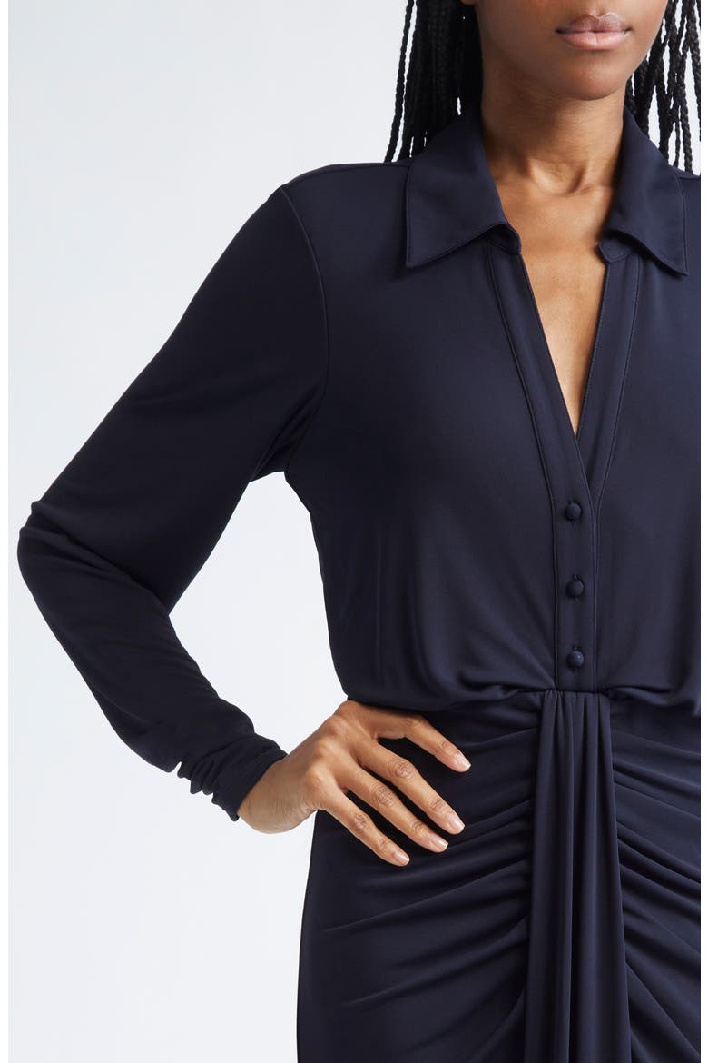Seferina Ruched Detail Long Sleeve Shirtdress, Alternate, color, NAVY