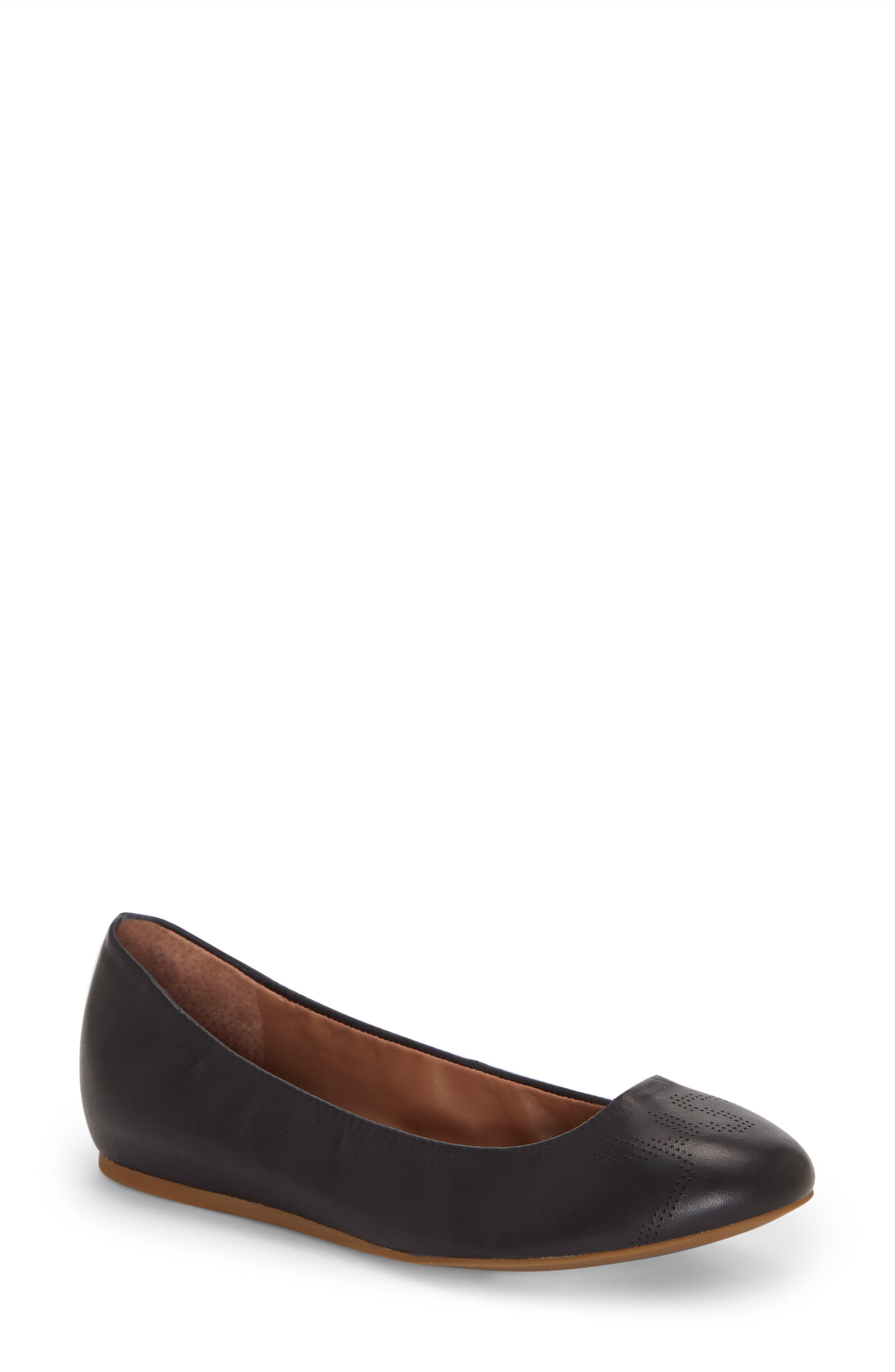 'Langston' Ballet Flat, Main, color, BLACK LEATHER
