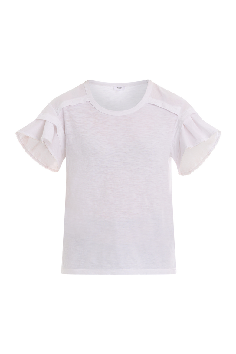 Ruffle Short Sleeve Tee, Alternate, color, White