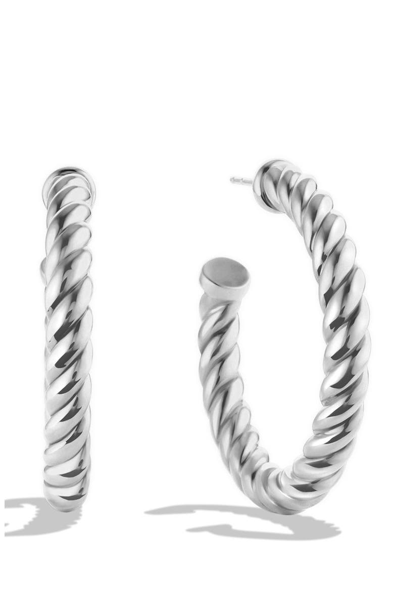 Cable Classics Hoop Earrings, Main, color, SILVER