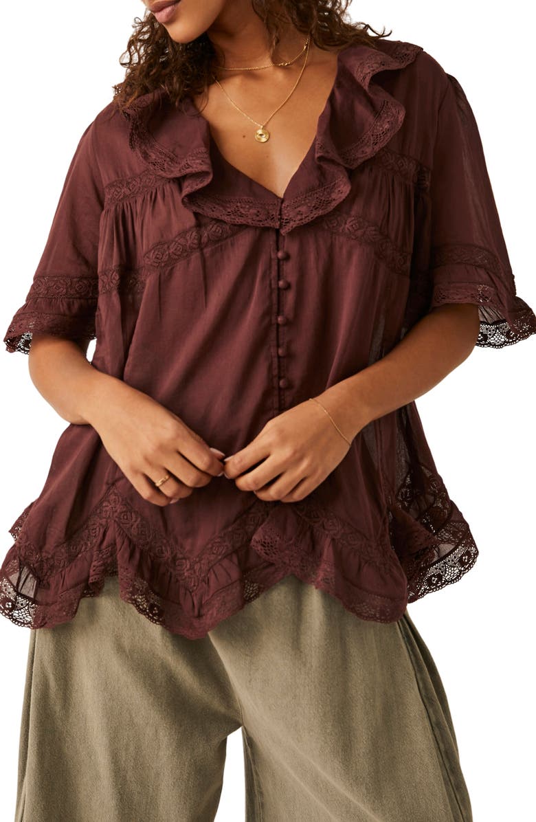 Free People Ruffle Cotton Top, Main, color, 