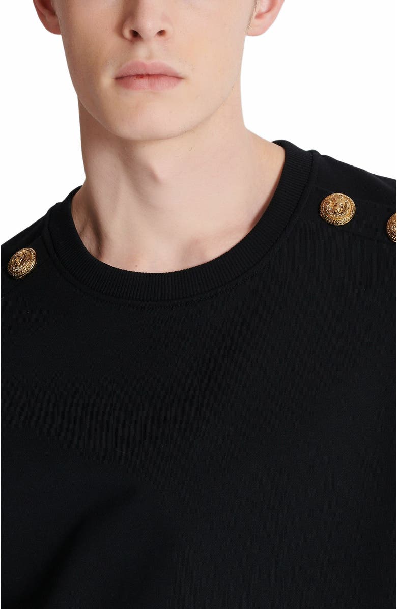 Balmain Sweater With Chain Lion Buttons, Alternate, color, Black