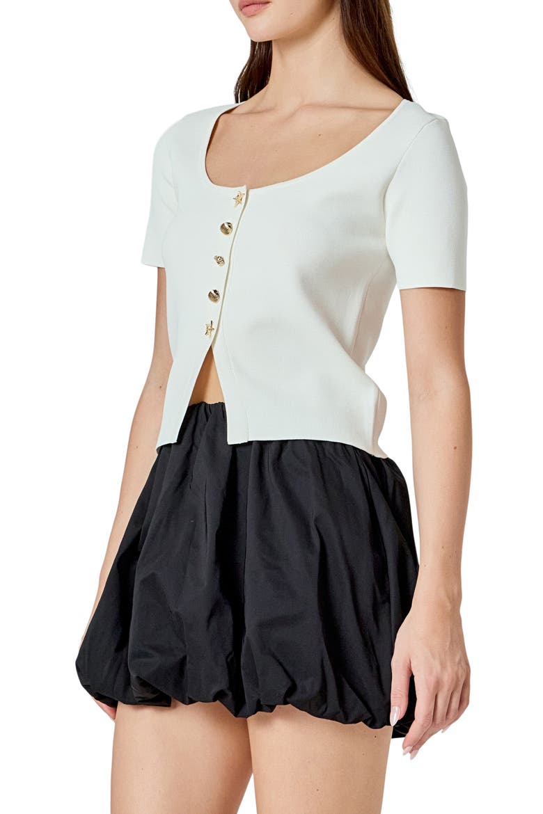 Short Sleeve Crop Cardigan, Alternate, color, CREAM
