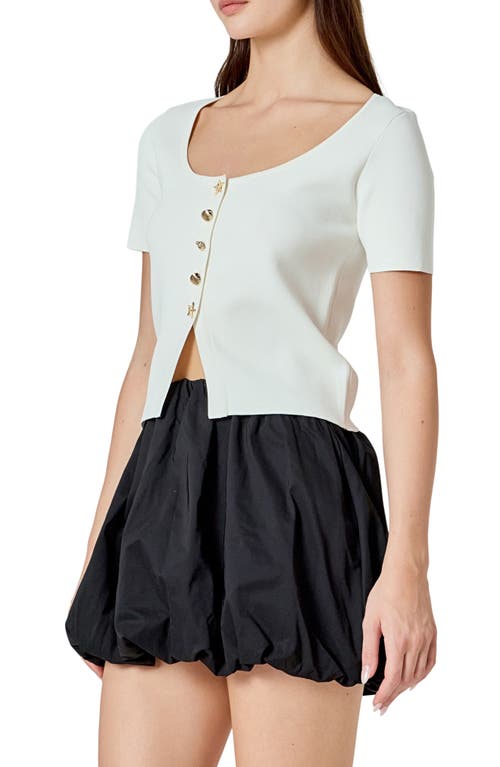 Endless Rose Short Sleeve Crop Cardigan In White